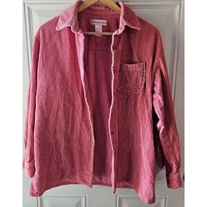 Vintage Cambridge Country Pink Textured Button Up Shirt Jacket Womens Medium...